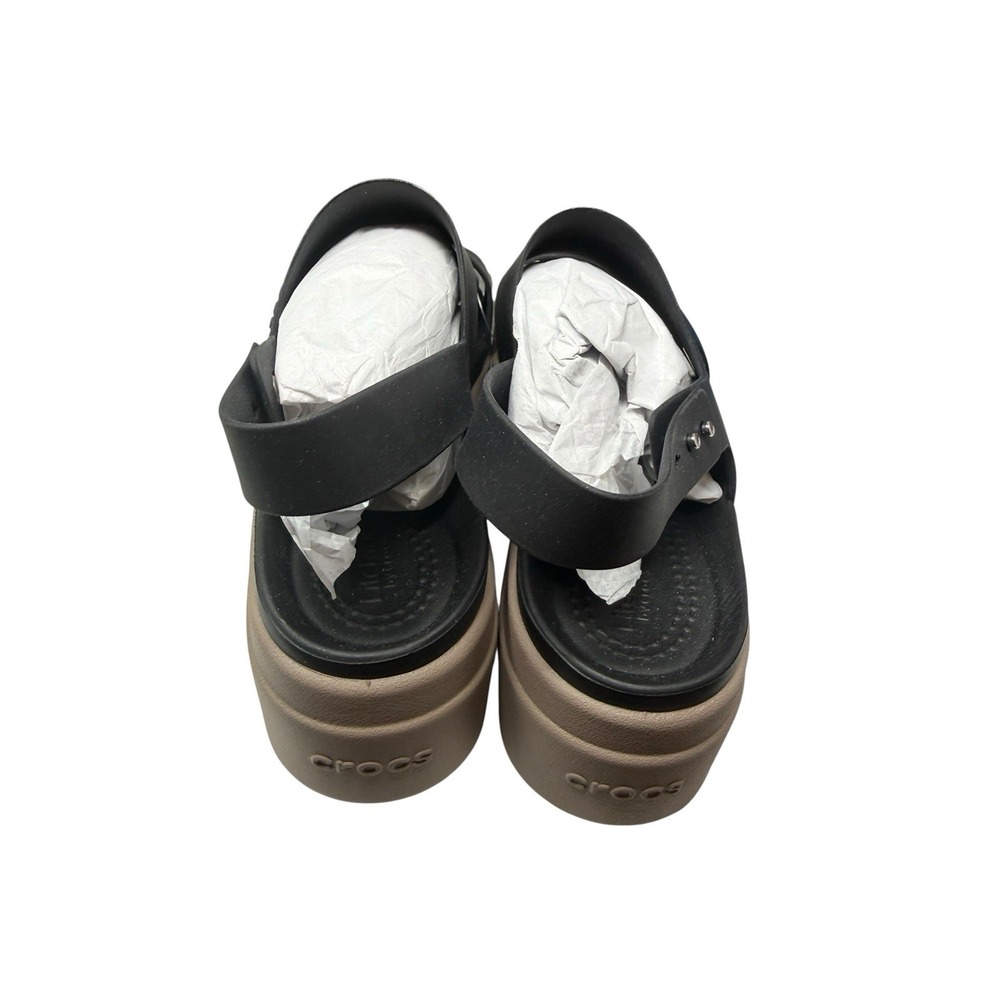 Crocs Women Brooklyn Low Wedge Sandals Black Mushroom Size W9 206453-07H - Picture 4 of 5